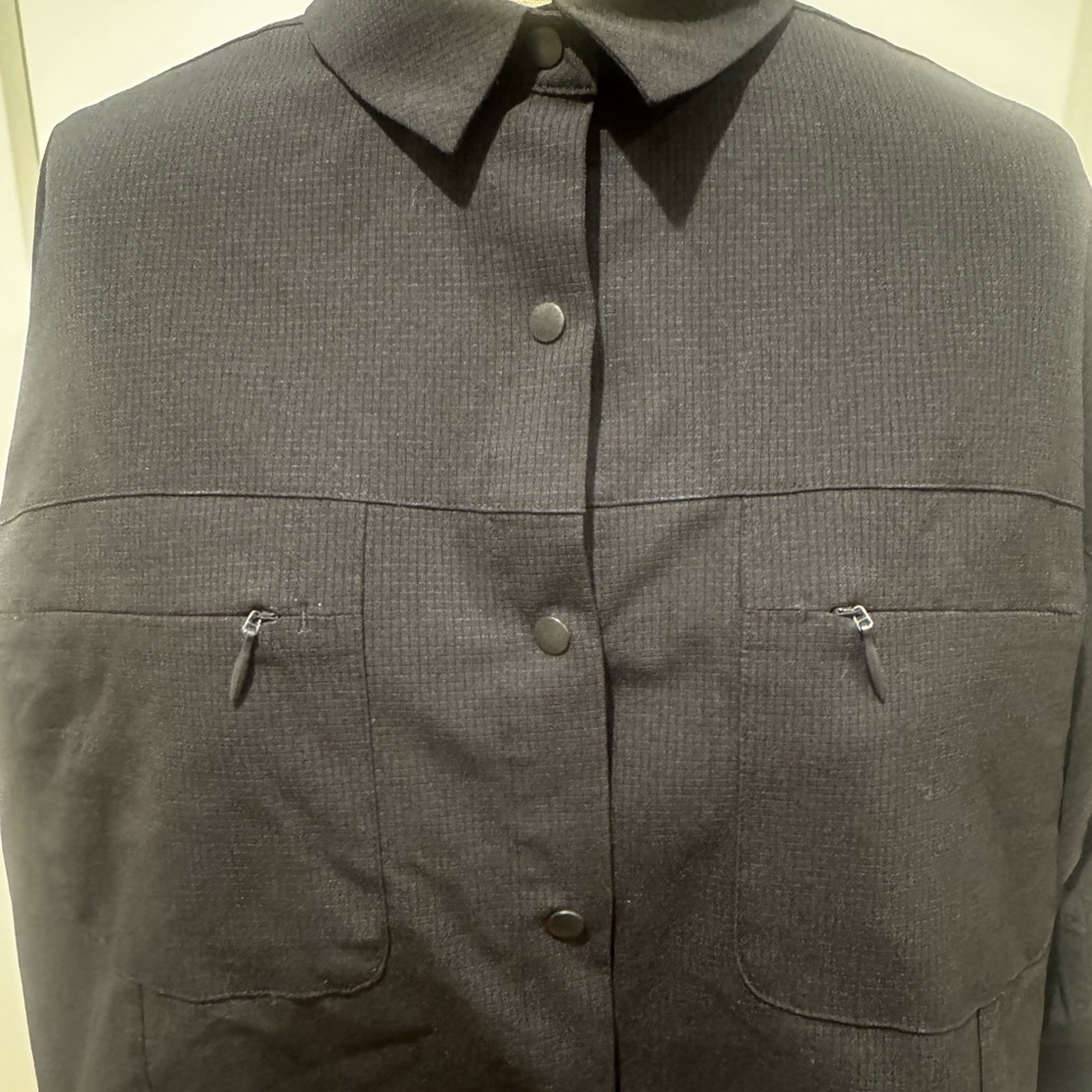 Black Button-Front Shirt Jacket